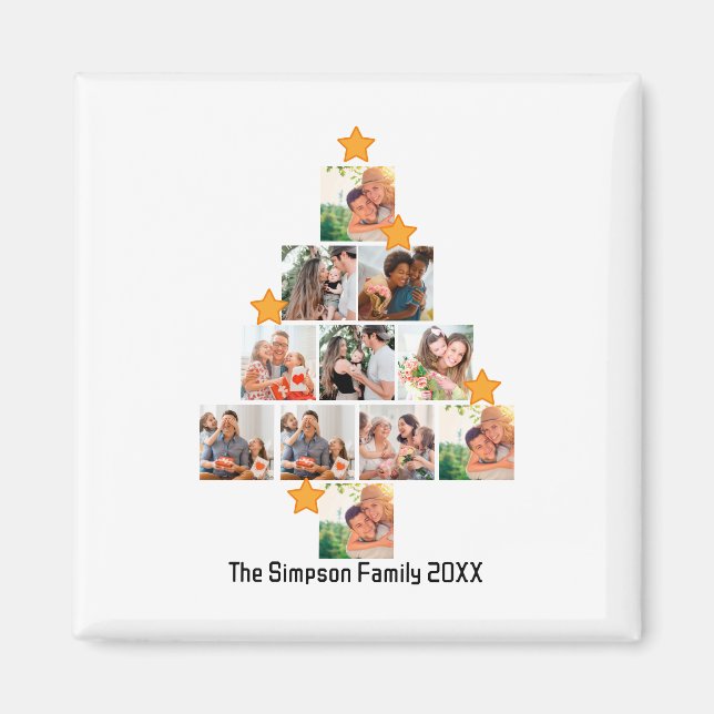 Personalised Fun Family Christmas 11 Photo Collage Magnet (Front)