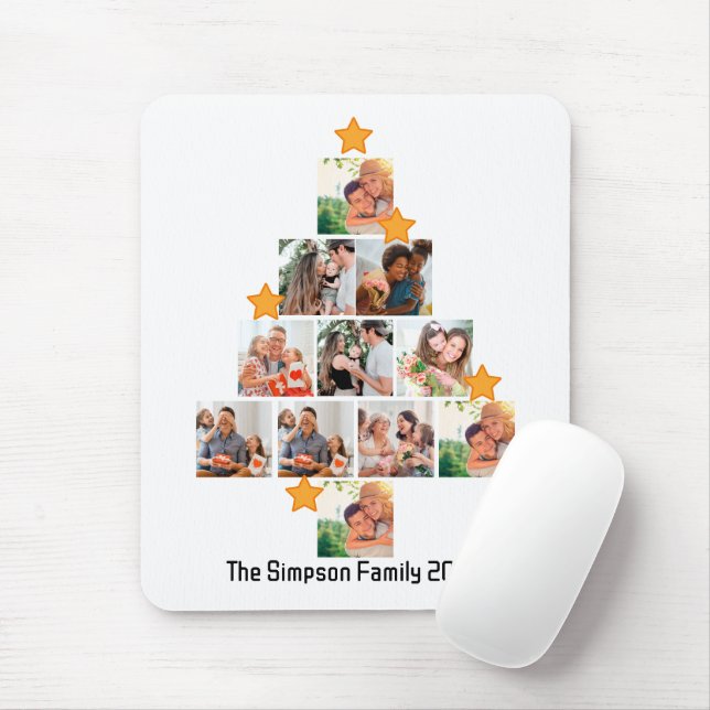 Personalised Fun Family Christmas 11 Photo Collage Mouse Pad (With Mouse)