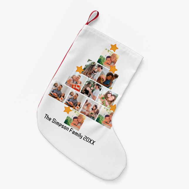 Personalised Fun Family Christmas 11 Photo Collage Small Christmas Stocking (Front (Hanging))