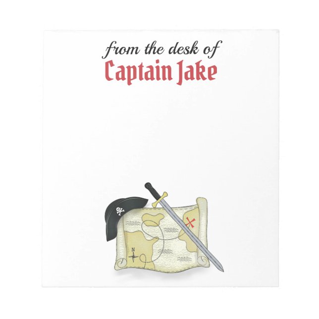 Personalised Fun Funny Pirate Map Custom Cute Notepad (Front)