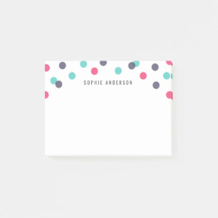 Personalised Fun Indigo Pink Teal Confetti Post-it Notes