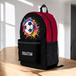 Personalised fun kids soccer ball splash  printed backpack
