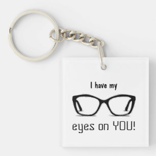 Personalised Fun "My Eyes on You" Eyeglasses Art Key Ring
