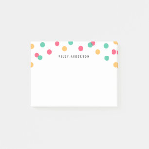 Personalised Fun Orange Pink Teal Confetti Post-it Notes