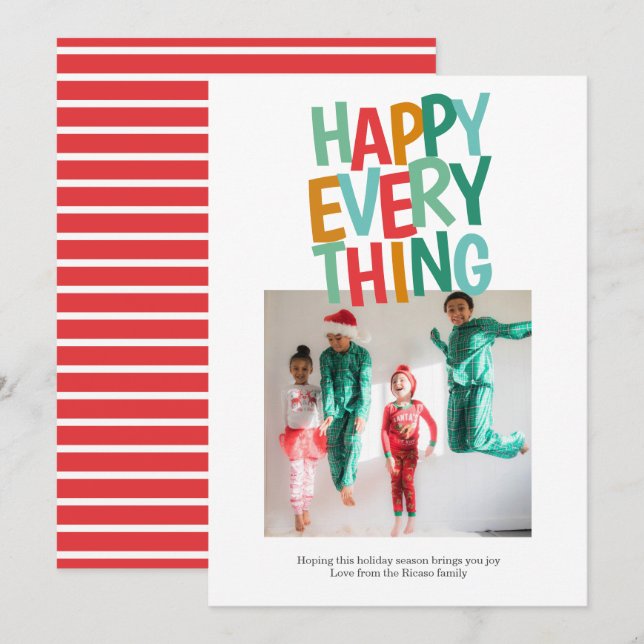 Personalised Fun Photo Happy Everything Christmas Holiday Card (Front/Back)