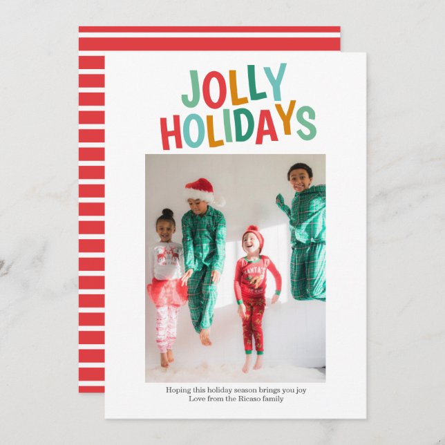 Personalised Fun Photo Jolly Holidays Christmas Holiday Card (Front/Back)