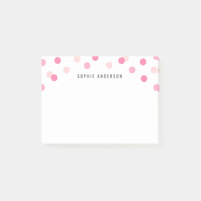 Personalised Fun Pink Confetti Post-it Notes (Front)