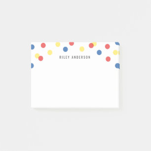 Personalised Fun Red Blue Yellow Confetti Post-it Notes