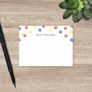 Personalised Fun Red Blue Yellow Confetti Post-it Notes