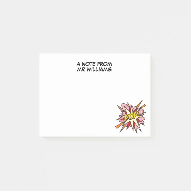 Personalised Fun Retro Comic Book Pop Art Post-it Notes (Front)