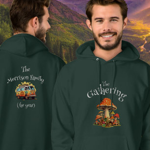 Personalised Fun Retro Mushrooms Family Reunion Hoodie