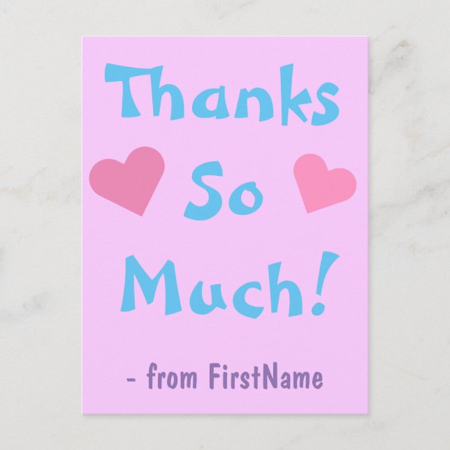 Personalised & Fun "Thanks So Much!" Postcard (Front)