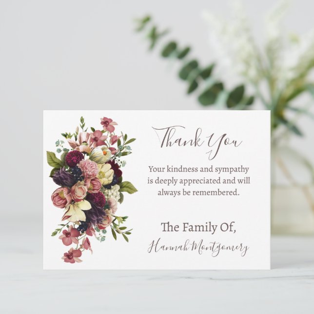 Personalised Funeral and Sympathy Thank You Cards (Standing Front)