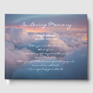 Personalised Funeral Guest Book with Poem & Sky