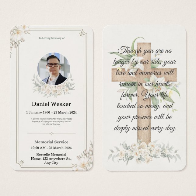 Personalised Funeral Memorial Sympathy Celebration (Front & Back)