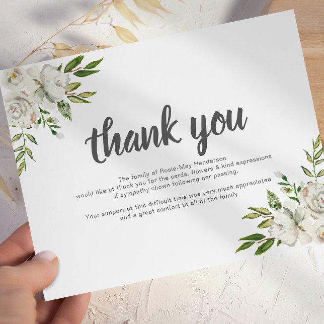 Personalised Funeral Thank You Note | Behreavement Card (Creator Uploaded)