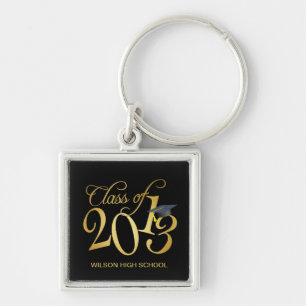 Personalised Funky Black and Gold Class of 2013 Key Ring