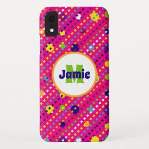 Personalised Funky Circles, Dashes Pattern iPhone XR Case