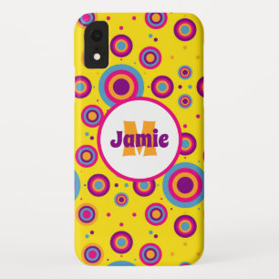 Personalised Funky Circles Pattern on Yellow 2 iPhone XR Case