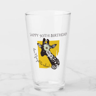 Personalised Funky Cool Giraffe Funny Birthday Glass