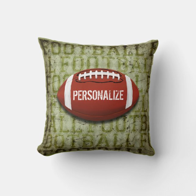 Personalised Funky Green Grunge Football Cushion (Front)