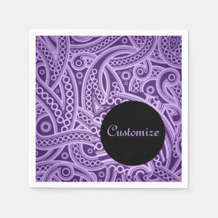 Personalised Funky Purple Paisley Pattern Napkins