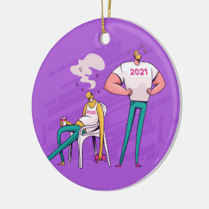 Personalised FUNNY 2020 versus 2021 Holidays Ceramic Ornament