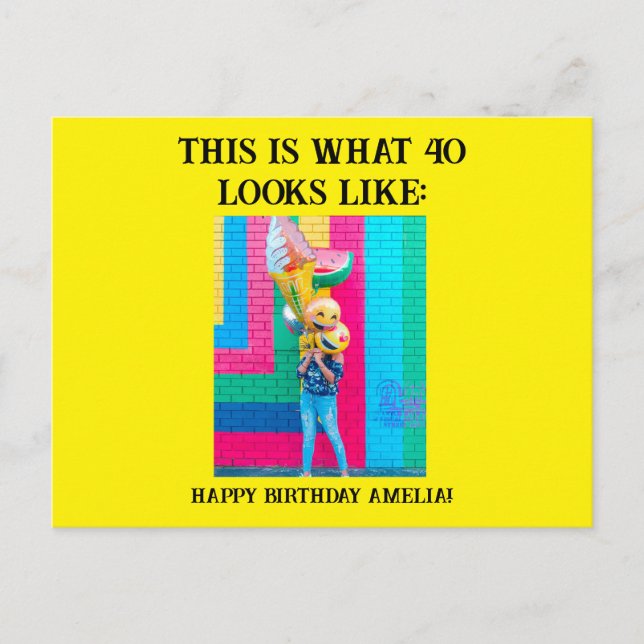 Personalised Funny 40th Milestone Birthday Postcard (Front)
