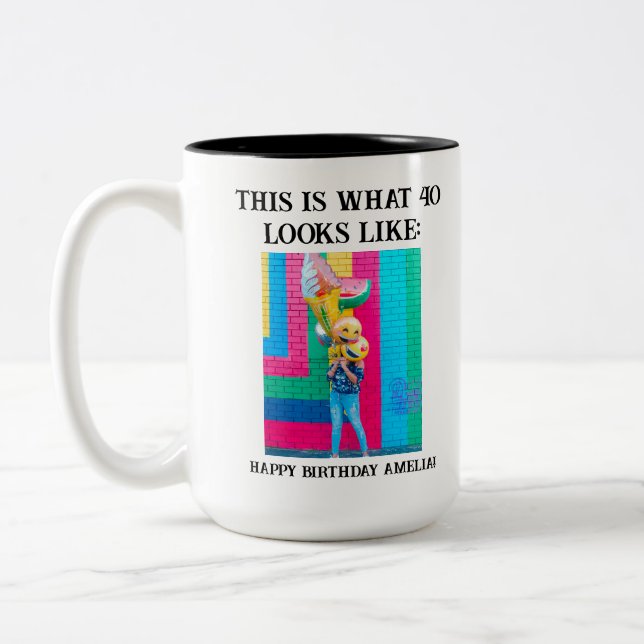 Personalised Funny 40th Milestone Birthday Two-Tone Coffee Mug (Left)