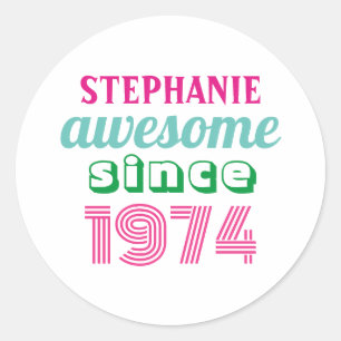 Personalised funny 50th birthday quote classic round sticker