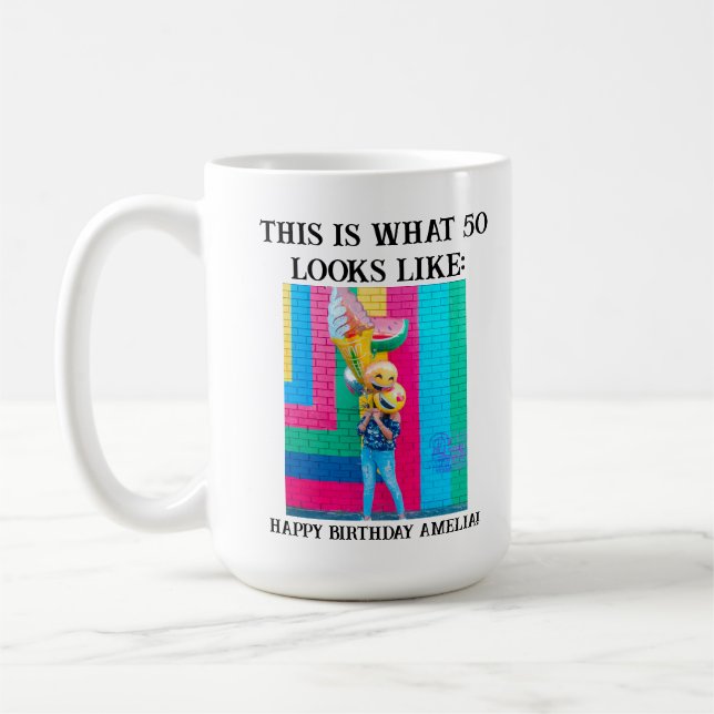 Personalised Funny 50th Milestone Birthday Coffee Mug (Left)