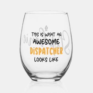 Personalised Funny Awesome Dispatcher Stemless Wine Glass