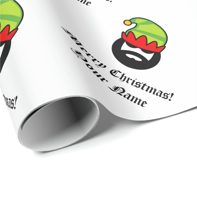 Personalised funny bad boy elf Christmas Holiday Wrapping Paper (Roll Corner)