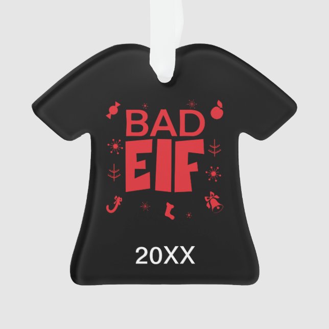 Personalised Funny Bad Elf Christmas Ornament (Front)