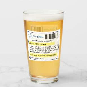 Personalised funny beer/cider prescription glass