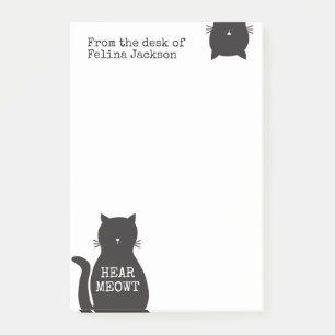 Personalised Funny Black Cat Hear Meowt Post-it Notes
