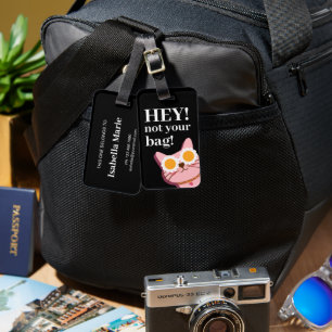 Personalised Funny Black Cat Luggage Tag
