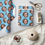 Personalised Funny Blue Custom Face Photo Wrapping Paper<br><div class="desc">A funny personalised wrapping paper with your custom face photo. This custom face wrapping paper design is a beautiful way to personalised your gifts and presents. Funny and cute custom face wrapping paper with blue background. Customise the face and make your own funny face wrapping paper.</div>