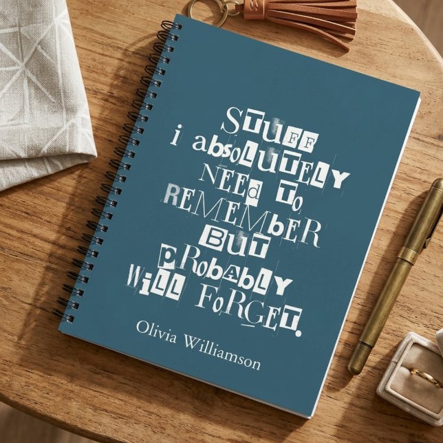 Personalised Funny blue Quote Bold Typographic Notebook (Creator Uploaded)