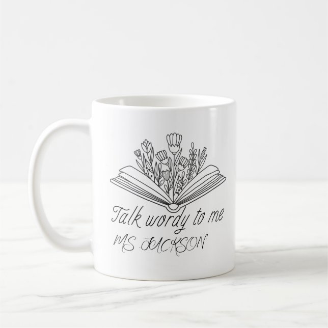 personalised funny book quote for reading teacher coffee mug (Left)