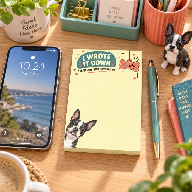 Personalised Funny Boston Terrier Retro Post-it Notes (Creator Uploaded)