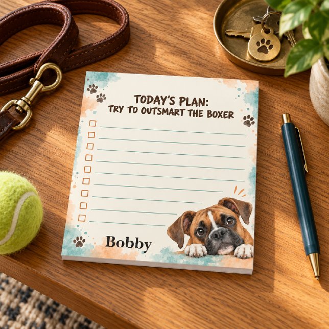Personalised Funny Boxer Dog To-Do List Notepad (Creator Uploaded)