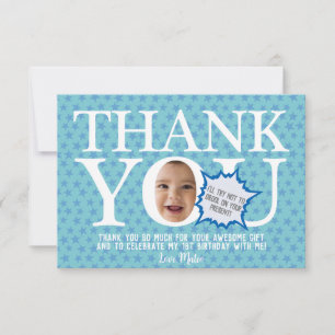 Personalised Funny boy's birthday 4 photo Thank You Card