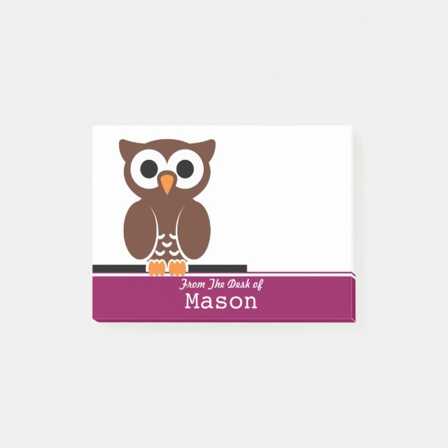 Personalised Funny Brown Owl Post-it Notes (Front)