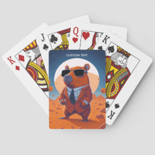 Personalised Funny Capybara With Suit On Mars Playing Cards