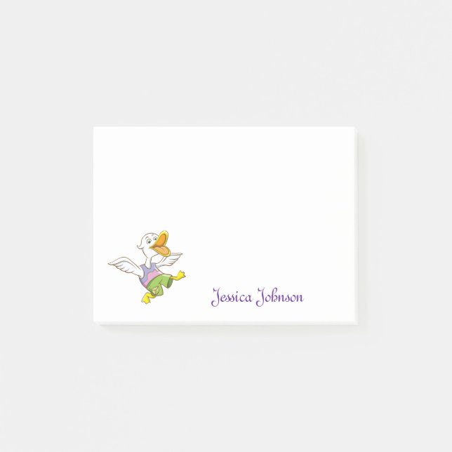 Personalised Funny Cartoon Flying Duck notepad (Front)
