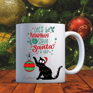 Personalised Funny Cat Mischief Christmas Mug
