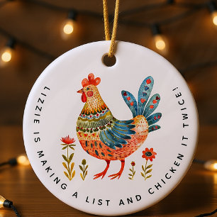 Personalised Funny Chicken Gift  Ceramic Ornament