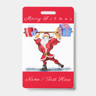 Personalised Funny Christmas Name Badge Santa Gift ID Badge