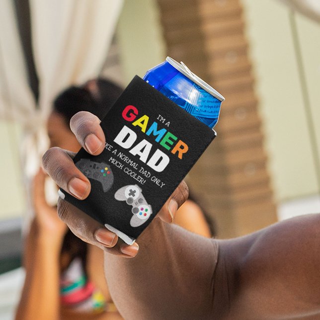 Personalised Funny Colourful 'GAMER' DAD Can Cooler (Creator Uploaded)
